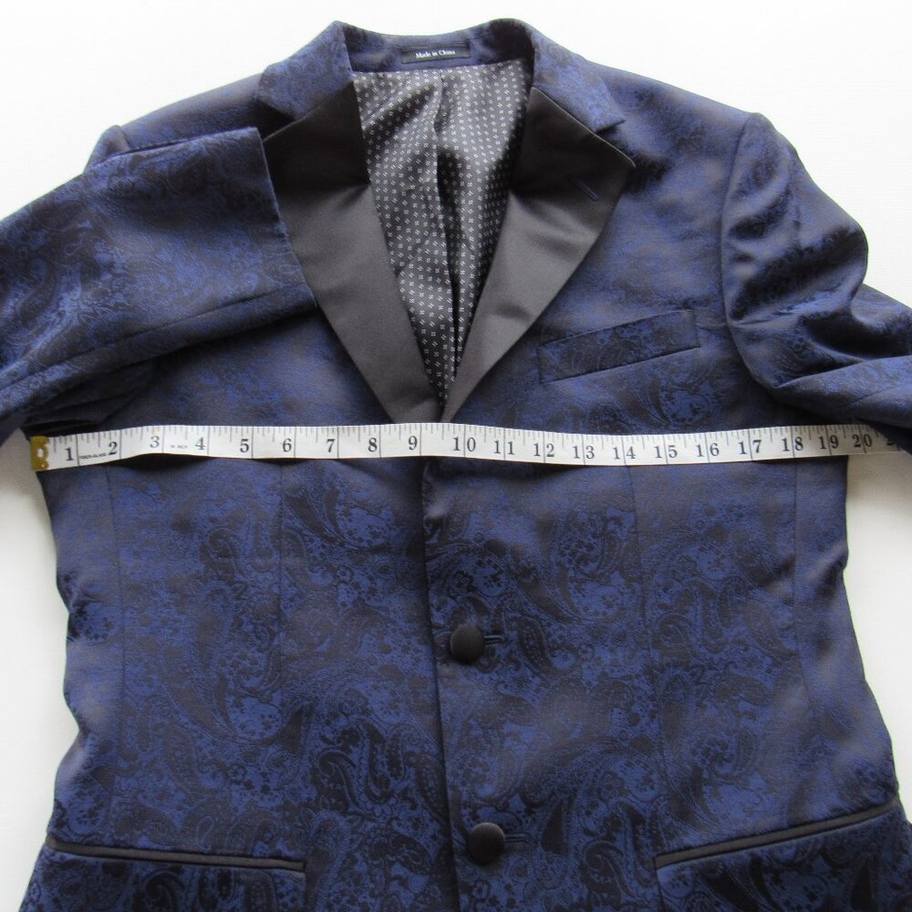 Egara Men's Navy Blue Jacquard Dinner Paisley Blazer Tuxedo Jackets Size 36 Reg. - Picture 7 of 11